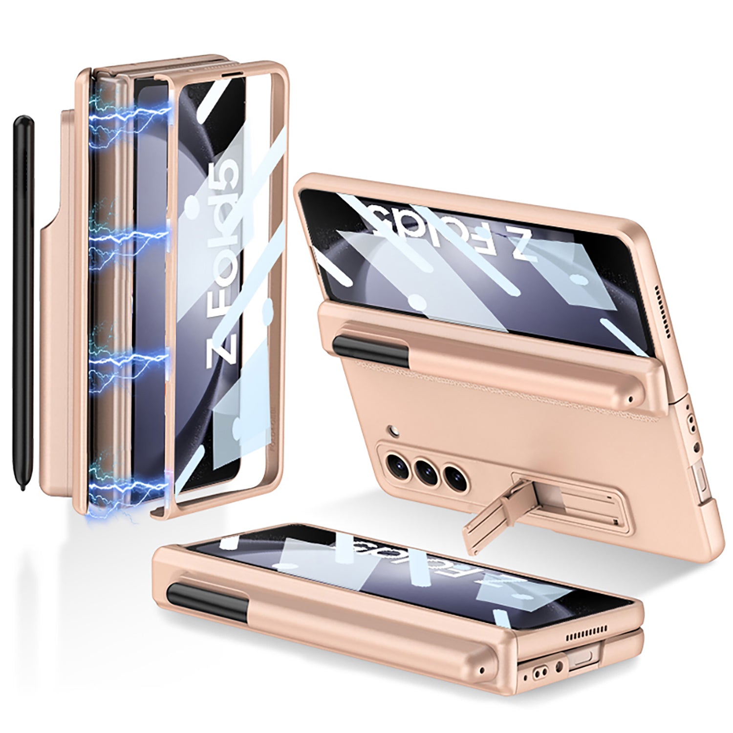 GKK For Samsung Galaxy Z Fold5 5G Hard PC Kickstand Phone Case Magnetic Hinge Protection Cover with Pen Slot Tempered Glass Screen Film GKK For Samsung Galaxy Z Fold5 5G Hard PC Kickstand Phone Case Magnetic Hinge Protection Cover with Pen Slot Tempered Glass Screen Film